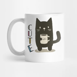 Cute Cat is Drinking Coffee Mug